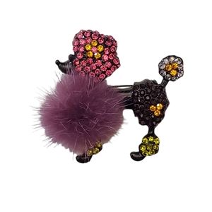 Rhinestone Crystal Glam Poodle Dog Brooch Pin